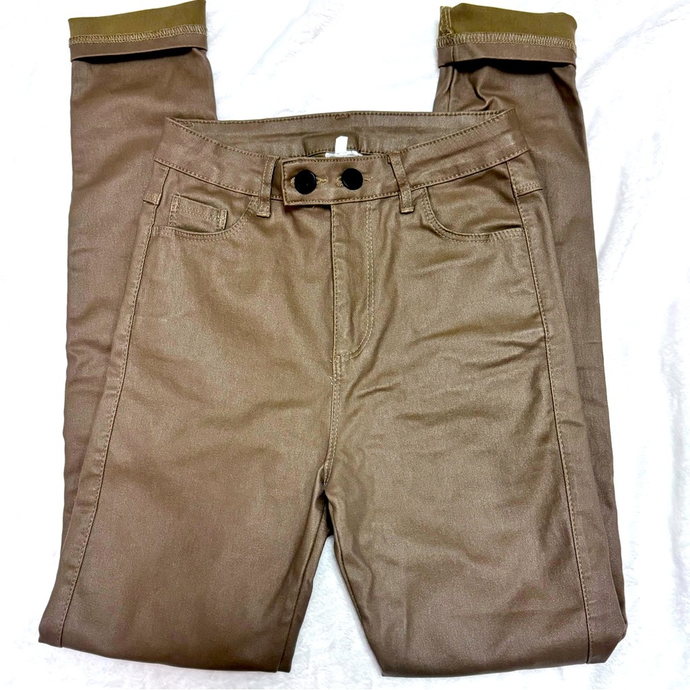 Brown metallic skinny jeans sz‎ XS